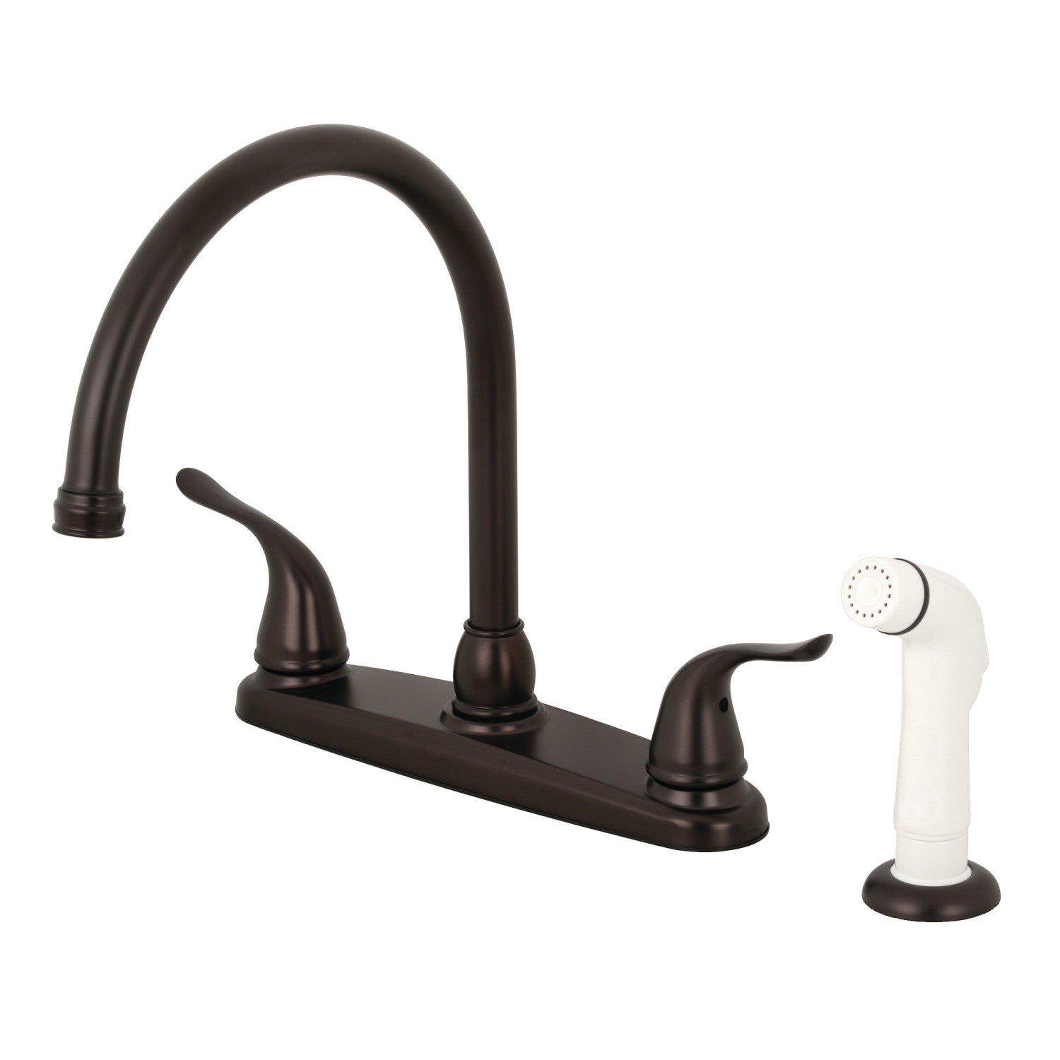 Kingston Tulare KB795YL - Yosemite Two-Handle 4-Hole 8" Centerset Kitchen Faucet with Side Sprayer, Oil Rubbed Bronze — image 1